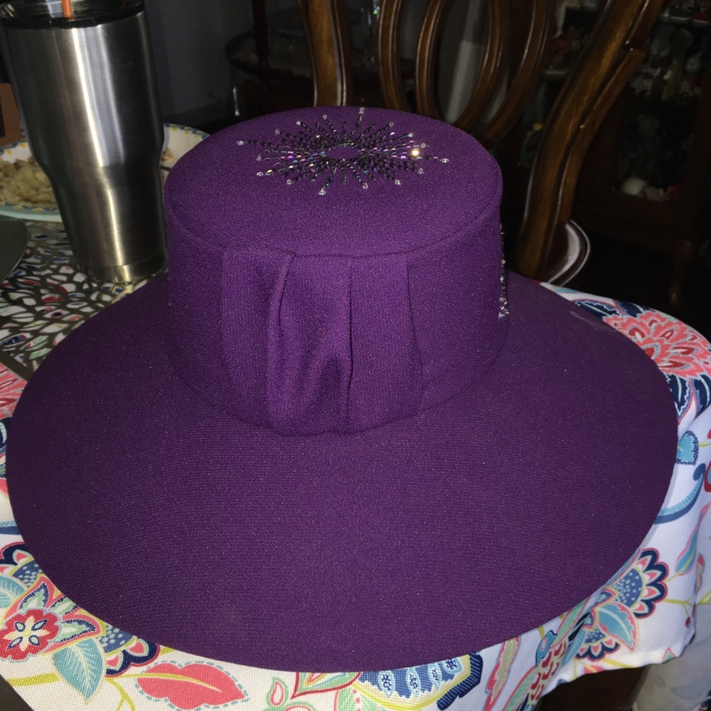 Purple Hat w/ Beaded Detailing